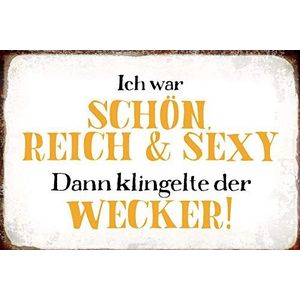 Schatzmix Spreuk ""Ich War beauti"", Reich und Sexy metalen bord 20 x 30 cm daarna kleurrijk