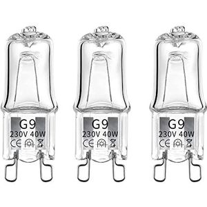 MSC 3 stuks G9 halogeenlampen 40 W voor oven, zoutlamp, lavalamp, G9 dimbaar, compatibel met Zanussi, AEG, fornuis, enz. warmwit, 230 V (3000 K, 3 stuks