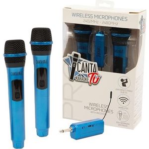 Canta Tu PRO 2023 draadloze microfoons, karaoke-microfoon met ontvanger, frequentie 2402 MHz-2480 MHz, compatibel met Tu PRO Chante, ideaal voor duo's, blauw metaal