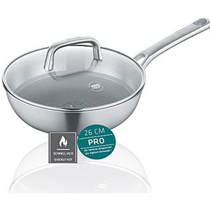 Berndes Wok Tricion Resist Wok, 26 cm, met deksel, 3,4 l, geschikt voor alle warmtebronnen, inclusief inductie, anti-aanbaklaag