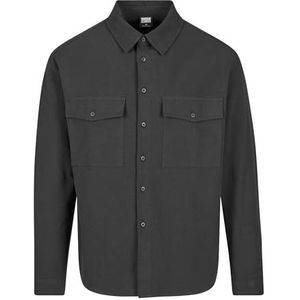 Urban Classics Chemise basique crêpe pour homme, chemise décontractée à manches longues, disponible en différentes couleurs, tailles S à 5XL, Noir, S