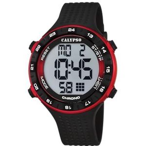 Calypso Watches K5663/4 Herenhorloge, kwarts, digitaal, alarm, armband van kunststof, zwart, grijs/zwart, riem, Grijs/Zwart, riem