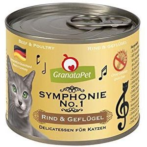 GranataPet Symphonie nr. 1 Rundvlees & gevogelte 6 x 200 g kattenvoer zonder granen of toegevoegde suiker Natuurlijke gelei filet delicaat nat kattenvoer