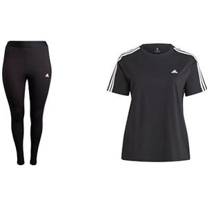 adidas ESSENTIALS 3-STRIPES (plus maat) leggings en essentiële slim fit 3-strings T-shirt