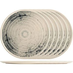 H&H Pizzabord Decoro Silk, Porselein, Stoneware, 6 stuks