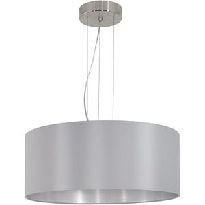 EGLO Maserlo Hanglamp - 3 Lichts - E27 - Ø53 cm - Stof - Grijs, Zilver
