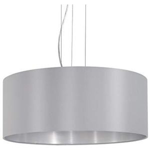 EGLO Maserlo Hanglamp - 3 Lichts - E27 - Ø53 cm - Stof - Grijs, Zilver