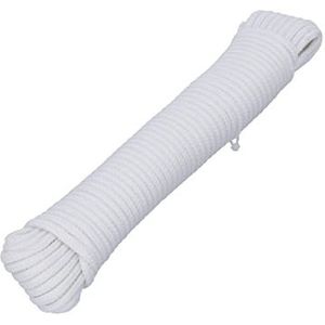 HELPMATE Multifunctioneel touw polypropyleen 5 mm 1 x 15 m wit - zelffosforescerend - outdoor touw gevlochten - campingaccessoires - nylon touw voor honden