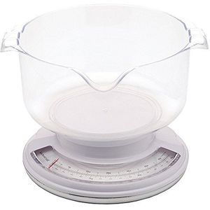 Kitchen Craft - Mechanische keukenweegschaal met geïntegreerde kom, toevoeg- en weegfunctie, capaciteit 3 kg