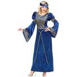 Widmann - Renaissance dameskostuum, jurk en hoofdtooi, 11013580, blauw/goud, XXXL