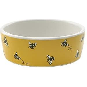 Pet Brands Cath Kidston Hondenbak, keramiek, bijenmotief, groot, geel