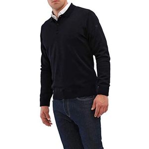 Maerz Merinowol heren pullover polokraag lange mouwen, blauw (399)