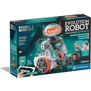 Clementoni 61387 Science Museum Evolution Programmable, Interactif, Robot, Scientifique, Kit de construction, Cadeau pour enfants de 8 ans, jouets STEM, version anglaise, fabriqué en Italie, gris