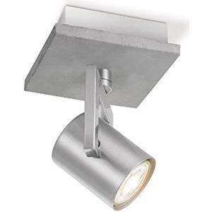 HSH Concrete LED-wandlamp, 1 lichtpunt, draaibaar, draaibaar, GU10, 5 W, dimbaar, mat, 3000 K, warm wit