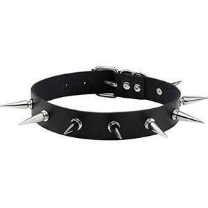 Manfnee Gothic punk choker ketting voor dames en heren van PU-leer met verstelbare studs ketting, Leer