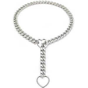 Heart Slip Chain Necklace, Heart O-Ring Slip Chain Necklace for Women, Punk Gothic Necklace, Adjustable Lariat Y-Necklace (Color : Silver_25in)