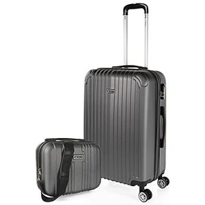 ITACA Set reiskoffers van ABS met 4 wielen, stevig en lichtgewicht, handvat met vergrendeling, cabinekoffer voor handbagage, medium en grote koffer, en beautycase T71500