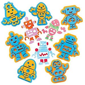 Baker Ross FE383 Robot-ei-schuimrubberen stempel, 10 stuks, voor kinderen, ideaal voor kunst- en handwerkprojecten voor kinderen