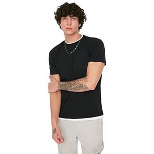 Trendyol Heren T-shirt met lange mouwen in regular fit, zwart.