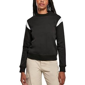 Urban Classics Dames sweatshirt ronde hals zwart wit 3XL, Zwart/Wit