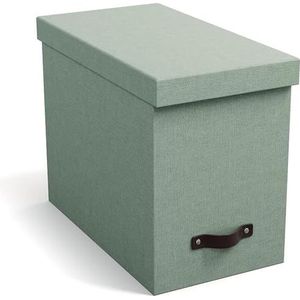 Bigso Box of Sweden JOHAN Hangende archiefdoos met deksel, elegante archiefdoos met 8 hangmappen, hangmappen van vezelplaat en papier in linnenlook