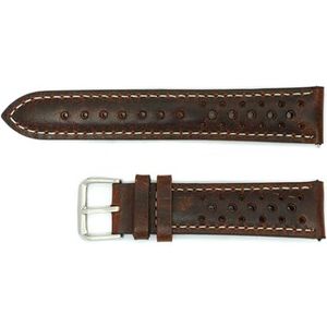 AIMVALUE Rally Racing horlogeband bruin leer wit stiksel 18 mm 19 mm 20 mm 21 mm 22 mm vintage opengewerkt heren gevoerd, Leer, Geen edelsteen