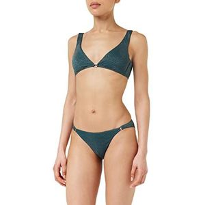 Emporio Armani Dames bikini Lurex, gestructureerd, yarn, driehoek en letters, tropisch groen, XL, Tropisch groen