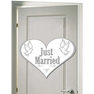 Folat Deurbordje Just Married Bruiloft Hart