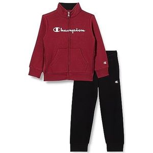 Champion Legacy Sweatsuits B Tape Powerblend Terry Full Zip Trainingspak voor jongens, Rosso Scuro/Nero