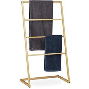 Relaxdays handdoekrek badkamer - 4 stangen - 110 x 60 x 35 cm - bamboe - staand