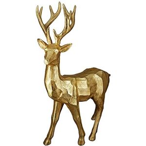 GILDE Staande herten decoratieve figuur XL kerstdecoratie kleur goud hoogte 43,5 cm breedte 29,5 cm