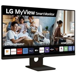 LG 27SR50F-B Smart Monitor, 27 inch, IPS-display, Full HD, webOS 23, 1920 x 1080, 16:9, zonder camera, ThinQ App, zwart