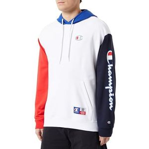 Champion Legacy Retro-Sport-Heavy Spring Terry Color Block Sweat à capuche pour homme, Blanc/Bleu Marine/Rouge/Bleu Électrique, XL