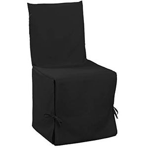 Douceur d'Intérieur 1604801 stoelhoes met strikken, polyester, 50 x 50 cm, effen Essentiel zwart.