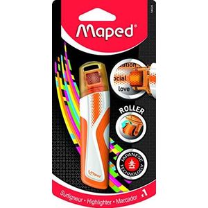 Maped 1 x Peps Roller markeerstift voor school en professioneel gebruik, met wieltjes, innovatieve stempel, droogt niet en zonder vlekken voor alle inkten, oranje 746325