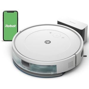 iRobot Roomba Combo Essential Y0112 Krachtige robotstofzuiger, 4-traps reinigingssysteem, drie zuigniveaus, reiniging van spots, bestuurbaar via app, knoppen of