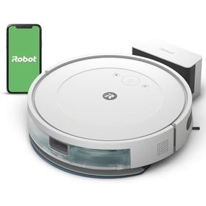 iRobot Roomba Combo Essential Y0112 Krachtige robotstofzuiger, 4-traps reinigingssysteem, drie zuigniveaus, reiniging van spots, bestuurbaar via app, knoppen of