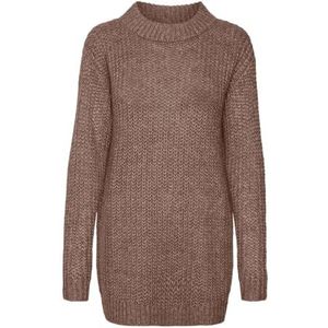 VERO MODA Vmthunder Ga Bf Lange trui met ronde hals, sweatshirt voor dames, Bruine lens/detail: gemengd