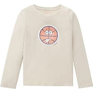 TOM TAILOR Jongens T-shirt met lange mouwen voor kinderen met pailletten omkeerbaar 1032879, 12365 - Dusty Beige, 92-98, 12365 - Dusty Beige