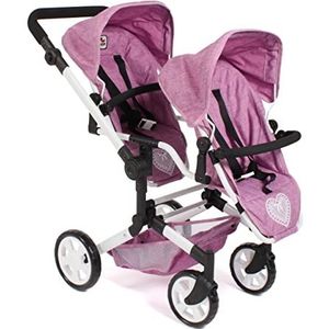 Bayer Chic 2000 Pu-tandem buggy LINUS Duo Jeans roze