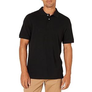 Amazon Essentials Poloshirt voor heren, katoenen piqué, slim fit, zwart, maat S