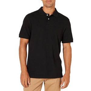 Amazon Essentials Poloshirt voor heren, katoenen piqué, slim fit, zwart, maat L