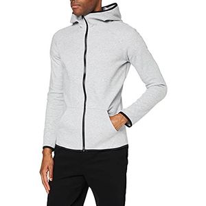 Urban Classics Athletic Interlock Hoodie voor heren, met hoge hals, sweatshirt met ritssluiting, grijs (11)