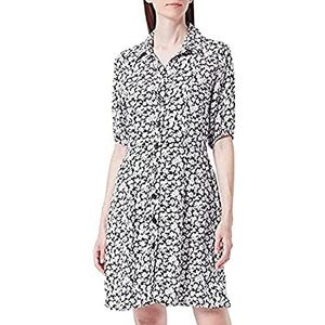 Mavi Jurk met korte mouwen, zwarte sketch bloemenprint, M dames, Black Sketch Flower Print