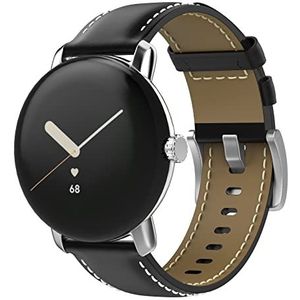 MoKo Armband compatibel met Google Pixel Watch, reservearmband voor horloges van echt leer, verstelbaar, voor dames en heren, zwart
