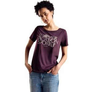 Street One A321684 T-shirt met opschrift voor dames, Donker Paars