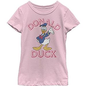 Disney Donald Duck Happy Wave Portrait Logo Girls T-shirt, roze, XS, Roze