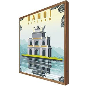 Cadre avec cadre en bois Rétroéclairé Hanoi Vietnam: Série Voyageur