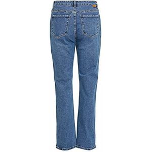 Vila Stray Regular Waist Straight Cut Jeans, Medium Blauw Denim