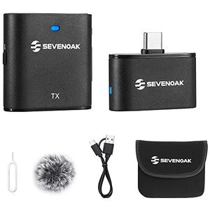 Sevenoak Draadloze Lavalier-microfoon met ruisonderdrukking, micro-stropdas voor smartphone-camera, vlog-opname Live Stream SKM-S1 U (1 TX +1RX)